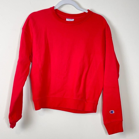 Champion Red Crewneck Reverse Weave Sweatshirt Pullover Size Small - Picture 2 of 8